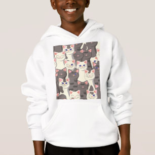 Weiße und graue Katzen Hoodie