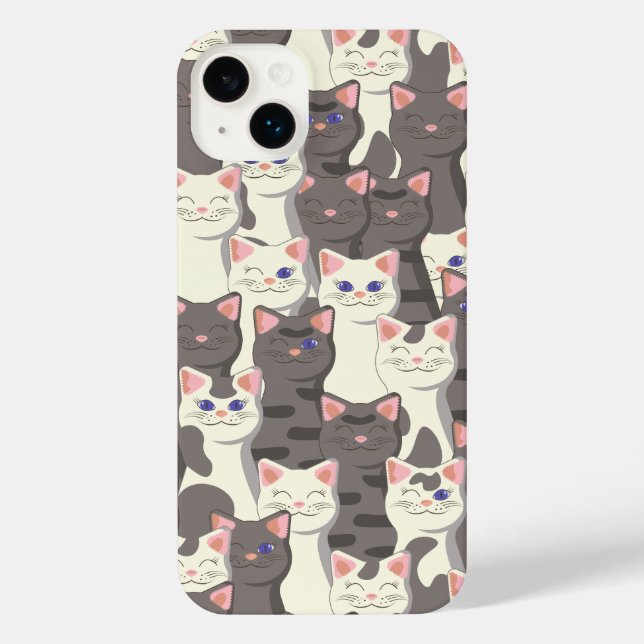 Weiße und graue Katzen iPhone Hülle (Rückseite)