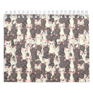Weiße und graue Katzen Kalender