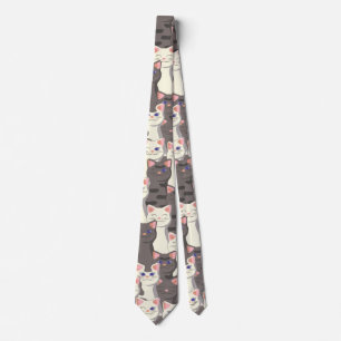 Weiße und graue Katzen Krawatte