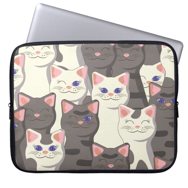 Weiße und graue Katzen Laptopschutzhülle (Vorderseite)