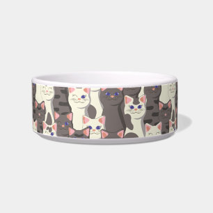 Weiße und graue Katzen Napf