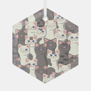 Weiße und graue Katzen Ornament Aus Glas