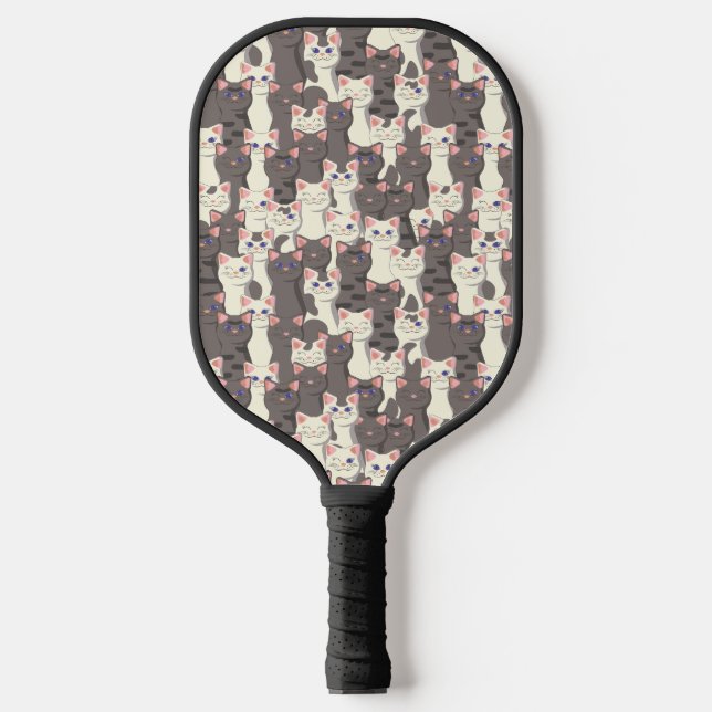 Weiße und graue Katzen Pickleball Schläger (Vorderseite)