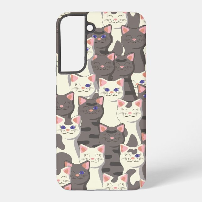 Weiße und graue Katzen Samsung Galaxy Hülle (Rückseite)