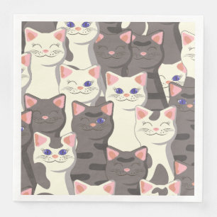 Weiße und graue Katzen Serviette