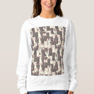Weiße und graue Katzen Sweatshirt