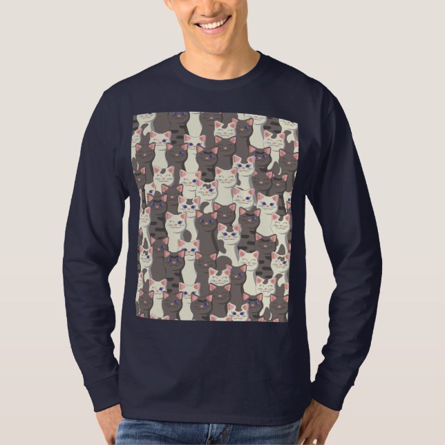 Weiße und graue Katzen T-Shirt (Vorderseite)