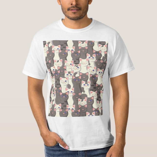 Weiße und graue Katzen T-Shirt (Vorderseite)