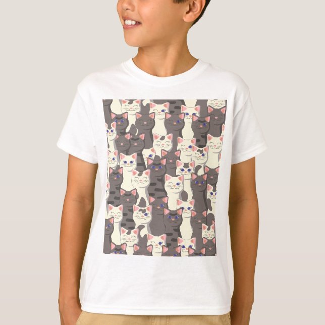 Weiße und graue Katzen T-Shirt (Vorderseite)