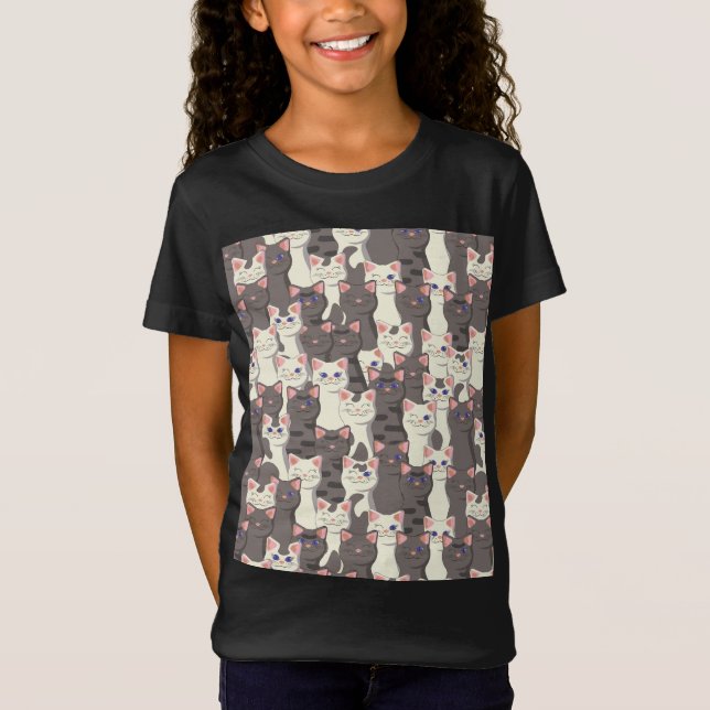 Weiße und graue Katzen T-Shirt (Vorderseite)