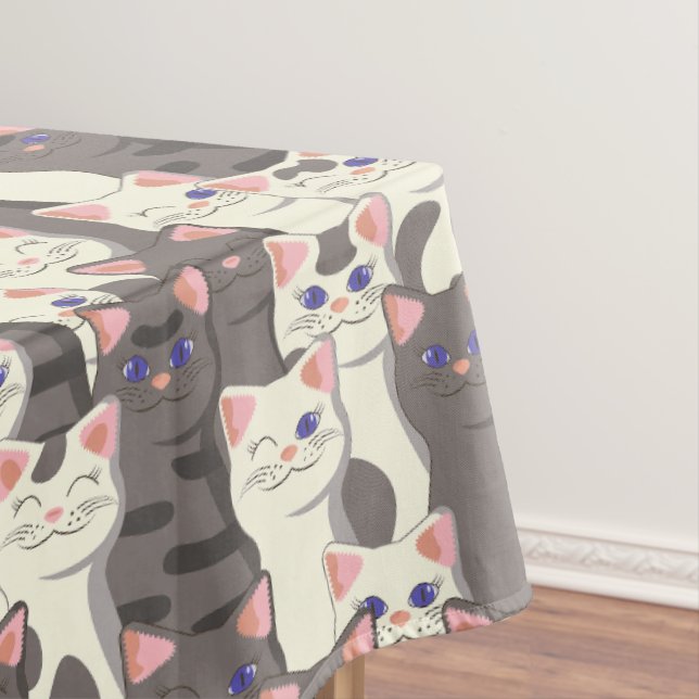 Weiße und graue Katzen Tischdecke (Beispiel)