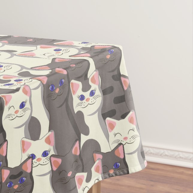 Weiße und graue Katzen Tischdecke (Beispiel)