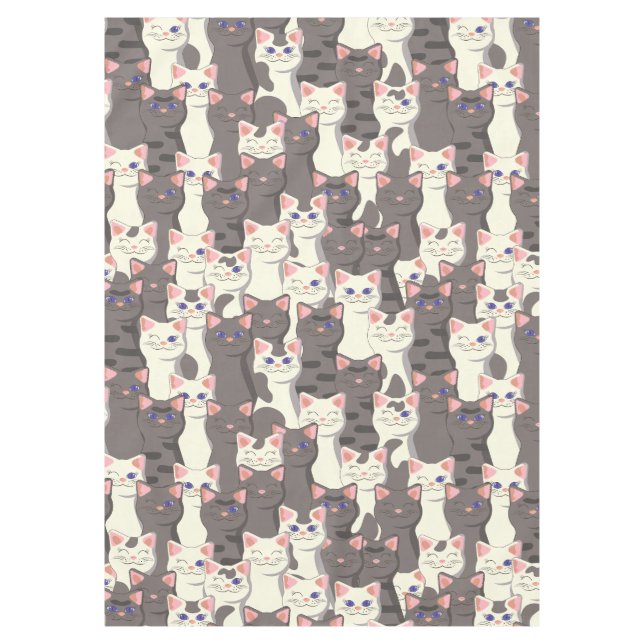 Weiße und graue Katzen Tischdecke (Vorderseite)