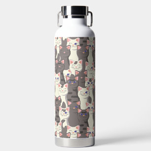 Weiße und graue Katzen Trinkflasche