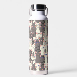 Weiße und graue Katzen Trinkflasche