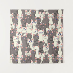 Weiße und graue Katzen Wandteppich