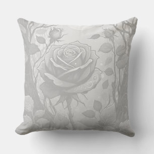 Weiße und graue Rose 2 Kissen