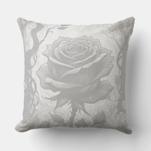 Weiße und graue Rose Kissen