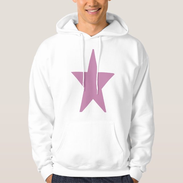 Weiße und große rosa Sternhoodies für Männer Hoodie (Vorderseite)