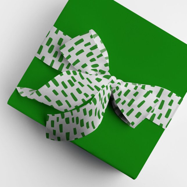 Weiße und grüne Auskleidungspunkte Grosgrain Ribbo Ripsband (Green on white dashing dots ribbon.)