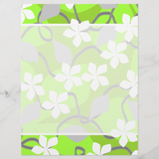 Weiße und grüne Blume. Blumenmuster (Vorderseite)