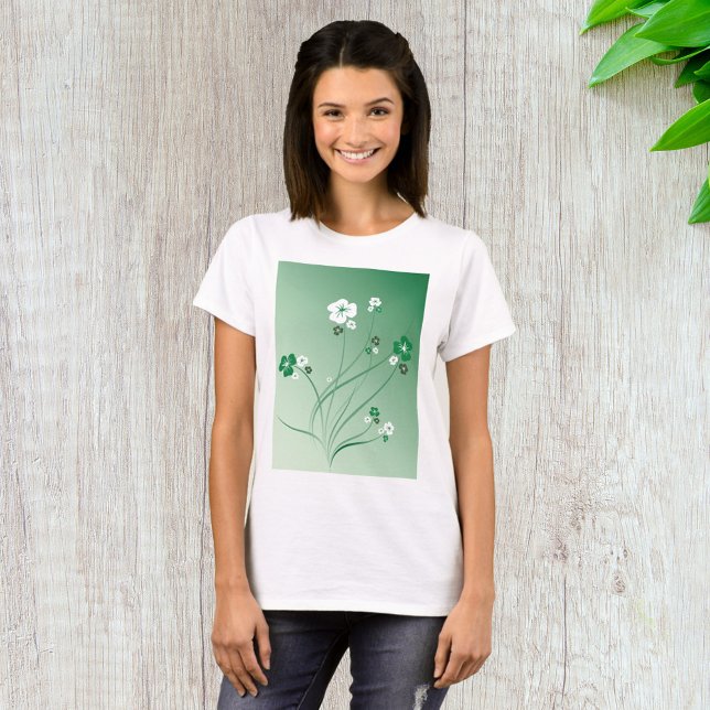 Weiße und grüne Blume T-Shirt (Von Creator hochgeladen)
