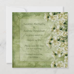 Weiße und grüne Gartennelken Save the Date