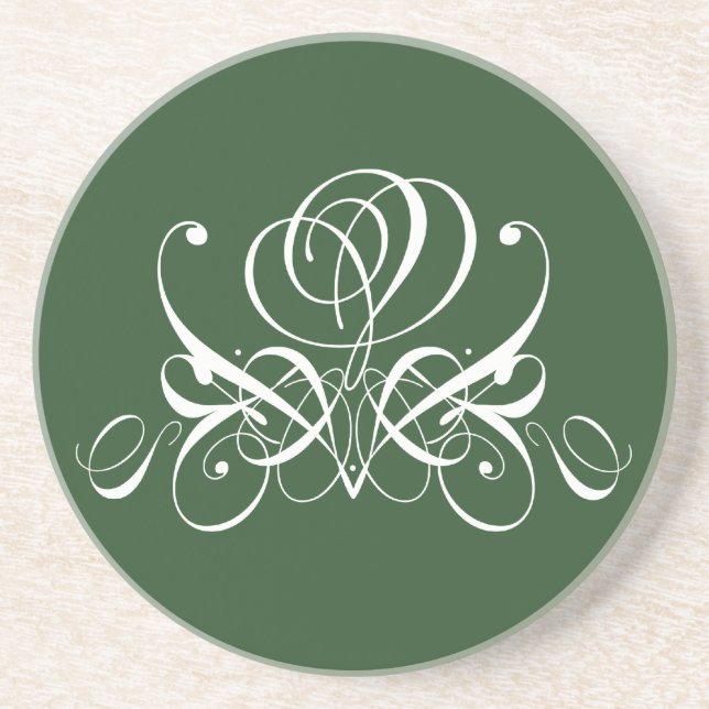 Weiße und grüne Geblüht Rose Getränkeuntersetzer (Vorne)