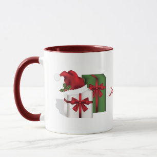 Weiße und grüne Geschenkschachteln mit einem indiv Tasse
