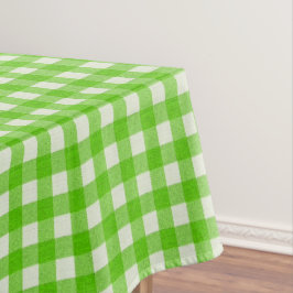 Weiße und grüne Gingham-Muster | Baumwolle geprüft Tischdecke