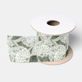 Weiße und grüne Hortensien-Gartenblumen Satinband