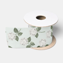 Weiße und grüne Hortensienblüten-Blumen Satinband