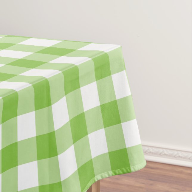 Weiße und grüne Karotischdecke des Ginghams Tischdecke (Beispiel)
