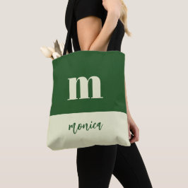Weiße und grüne personalisierte Tragetasche mit In