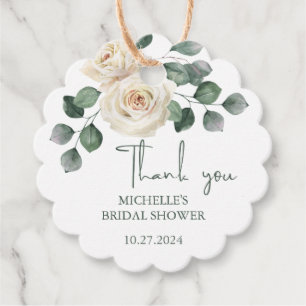Weiße und grüne Rose Vielen Dank Geschenkanhänger