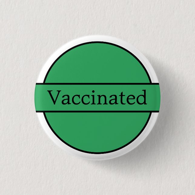 Weiße und grüne Schaltfläche mit Impfstoff Button (Vorderseite)