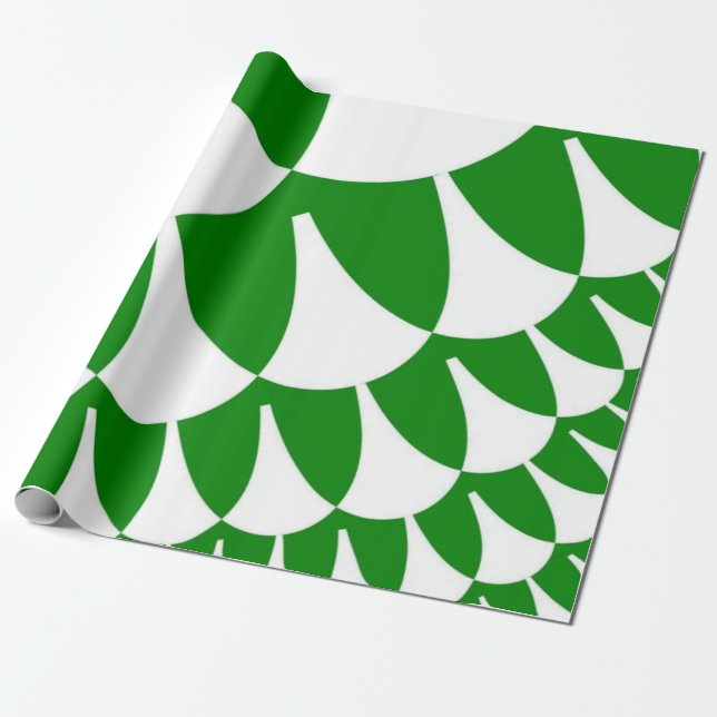 Weiße und grüne Skalen Geschenkpapier (Ungerollt)