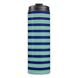 Weiße und grüne Streifen mit marineblau Thermosbecher