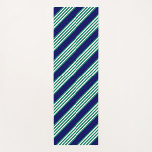 Weiße und grüne Streifen mit marineblau Yogamatte