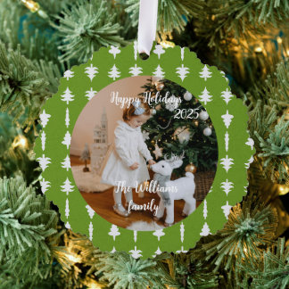 Weiße und grüne Weihnachtsbaum-Verzierung Ornament Karte