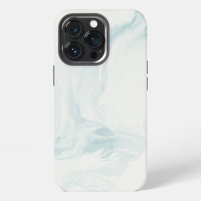 Weiße und hellblaue Marmor-Optik iPhone Hülle (Hinten)