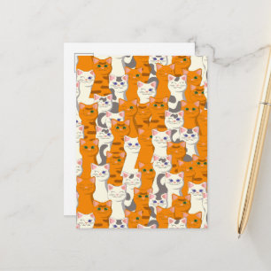 Weiße und Ingwer Katzen Muster grüne Augen blaue A Ankündigungspostkarte