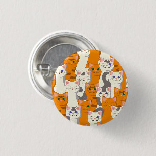 Weiße und Ingwer Katzen Muster grüne Augen blaue A Button