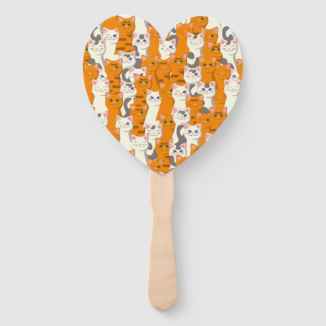 Weiße und Ingwer Katzen Muster grüne Augen blaue A Fächer (Vorderseite)