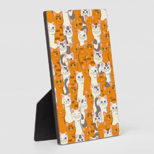 Weiße und Ingwer Katzen Muster grüne Augen blaue A Fotoplatte