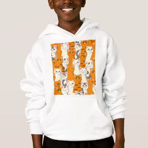 Weiße und Ingwer Katzen Muster grüne Augen blaue A Hoodie