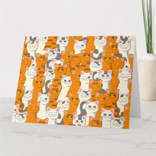 Weiße und Ingwer Katzen Muster grüne Augen blaue A Karte