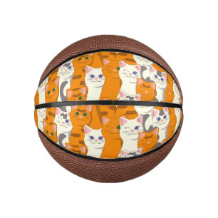 Weiße und Ingwer Katzen Muster grüne Augen blaue A Mini Basketball