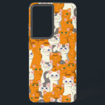 Weiße und Ingwer Katzen Muster grüne Augen blaue A Samsung Galaxy Hülle<br><div class="desc">Nahtlose Muster mit Weiß,  Ingwer,  Strip,  Tabby und gepunkteten Katzen</div>